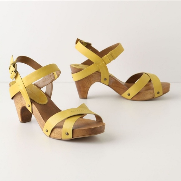 Anthropologie Shoes - ANTHROPOLOGIE SCHULER & SONS YELLOW SANDAL HEELS